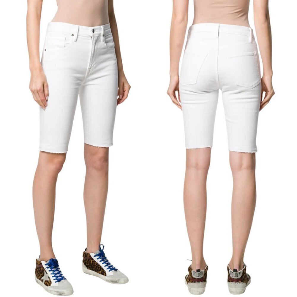 Frame Le Vintage Bermuda Shorts Women's 25 White Denim High Rise Stretch NWT